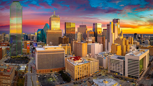 An aerial photo of the Dallas skyline in the morning. Photo courtesy of Charles Davis.