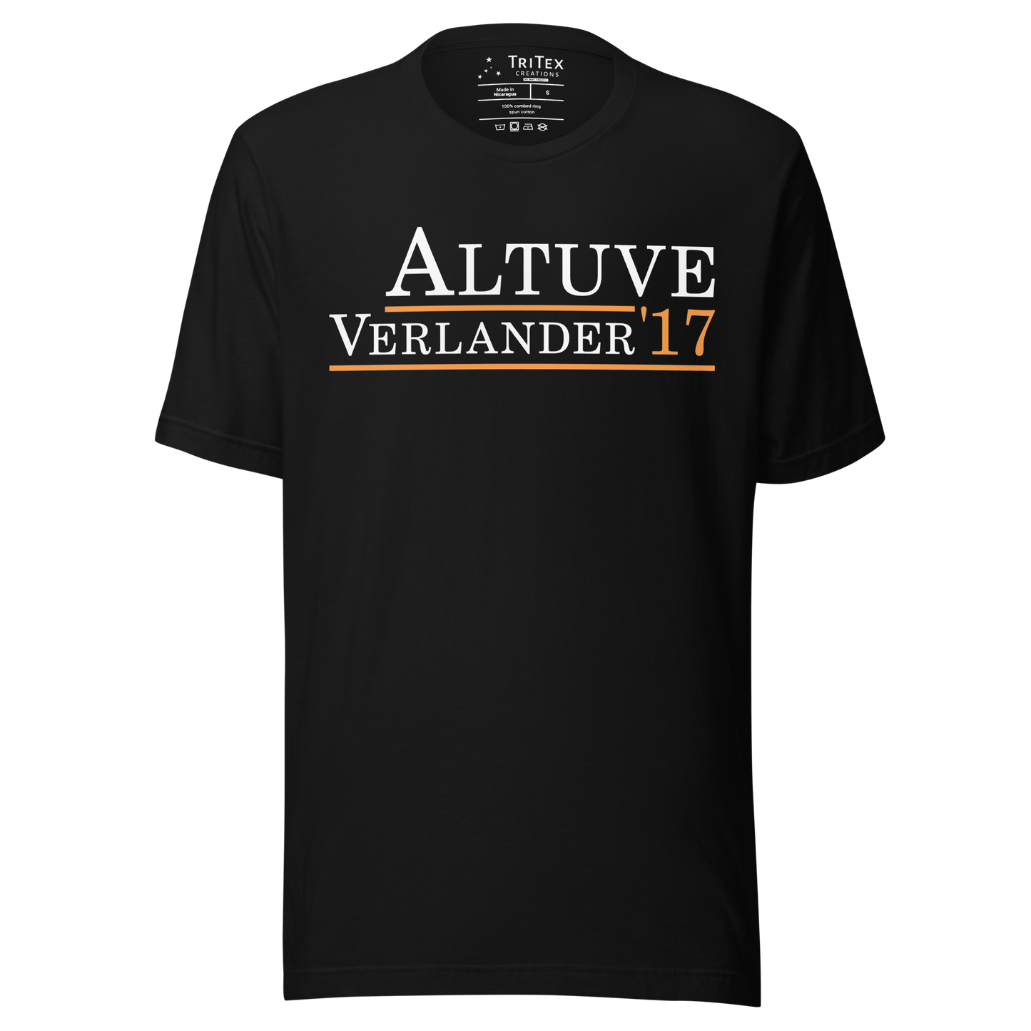 A black shirt with the text "Altuve Verlander '17".