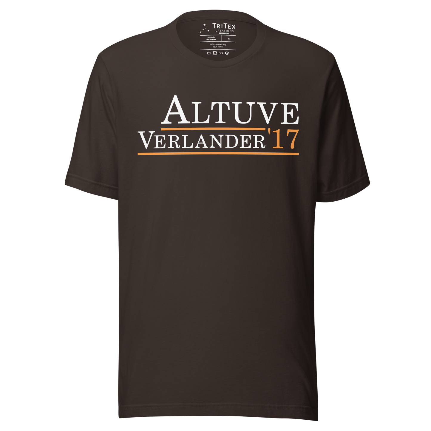 A brown shirt with the text "Altuve Verlander '17".