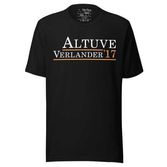 A black shirt with the text "Altuve Verlander '17".