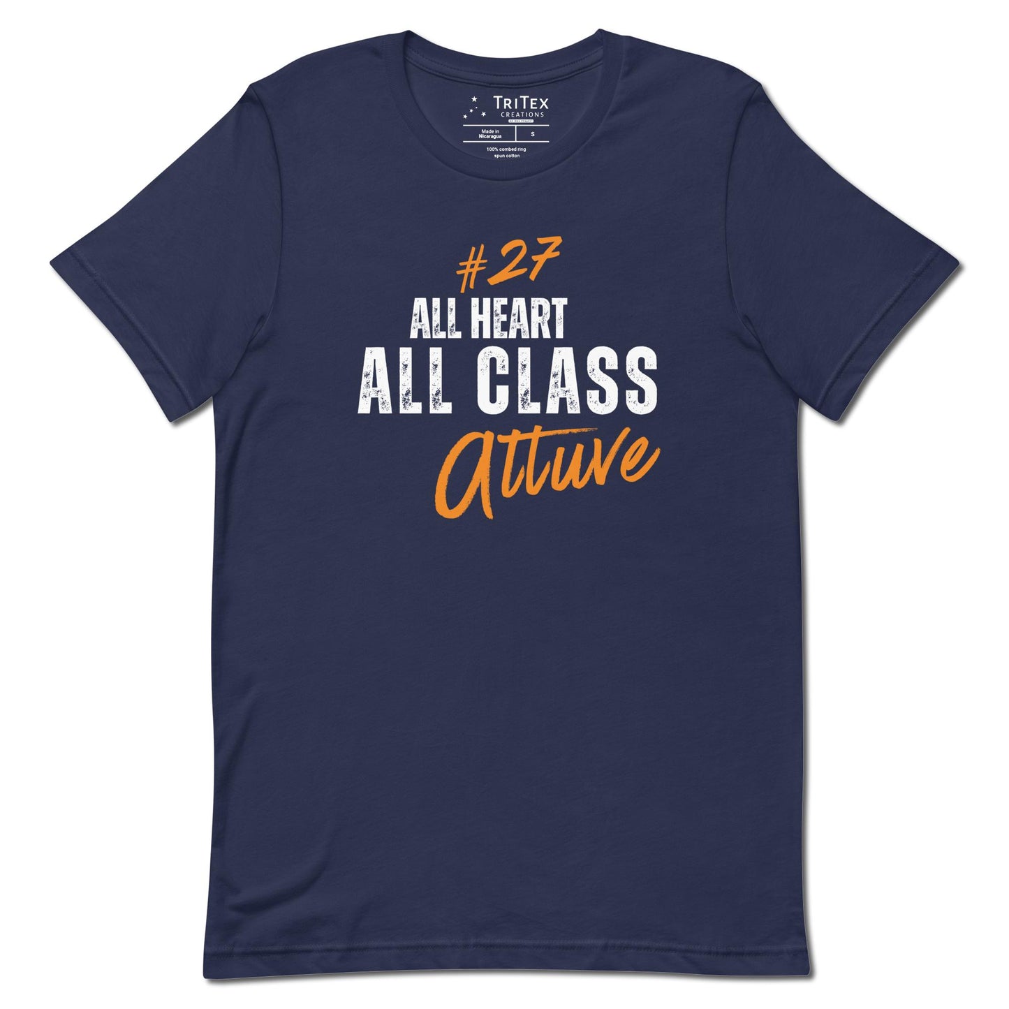 A navy shirt with text that reads "#27 All heart. All class. Altuve".