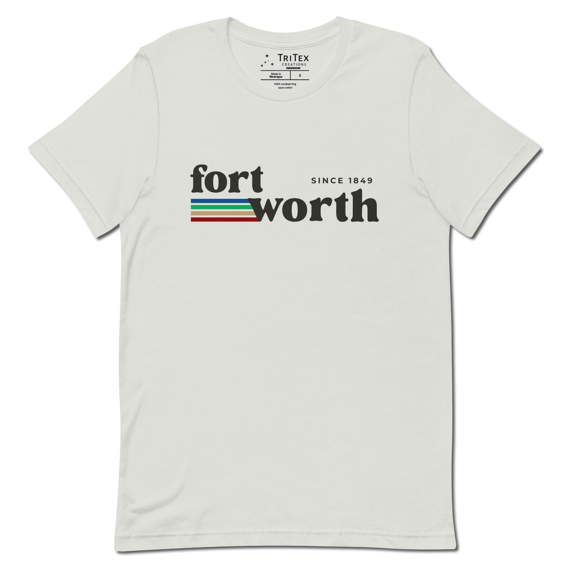 A silver t-shirt with the text "Fort Worth since 1849".